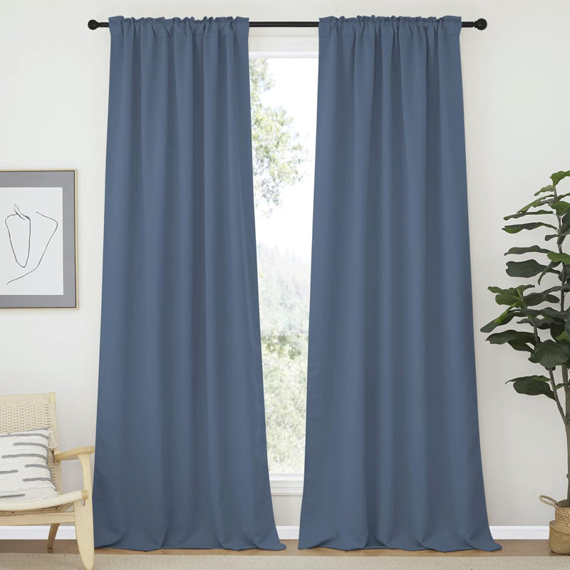 Blackout Curtain Light & Noise Reducing Room Darkening Drapes for Bedroom/Living Room/Kitchen, 2 Pieces, 52" W x 108" L