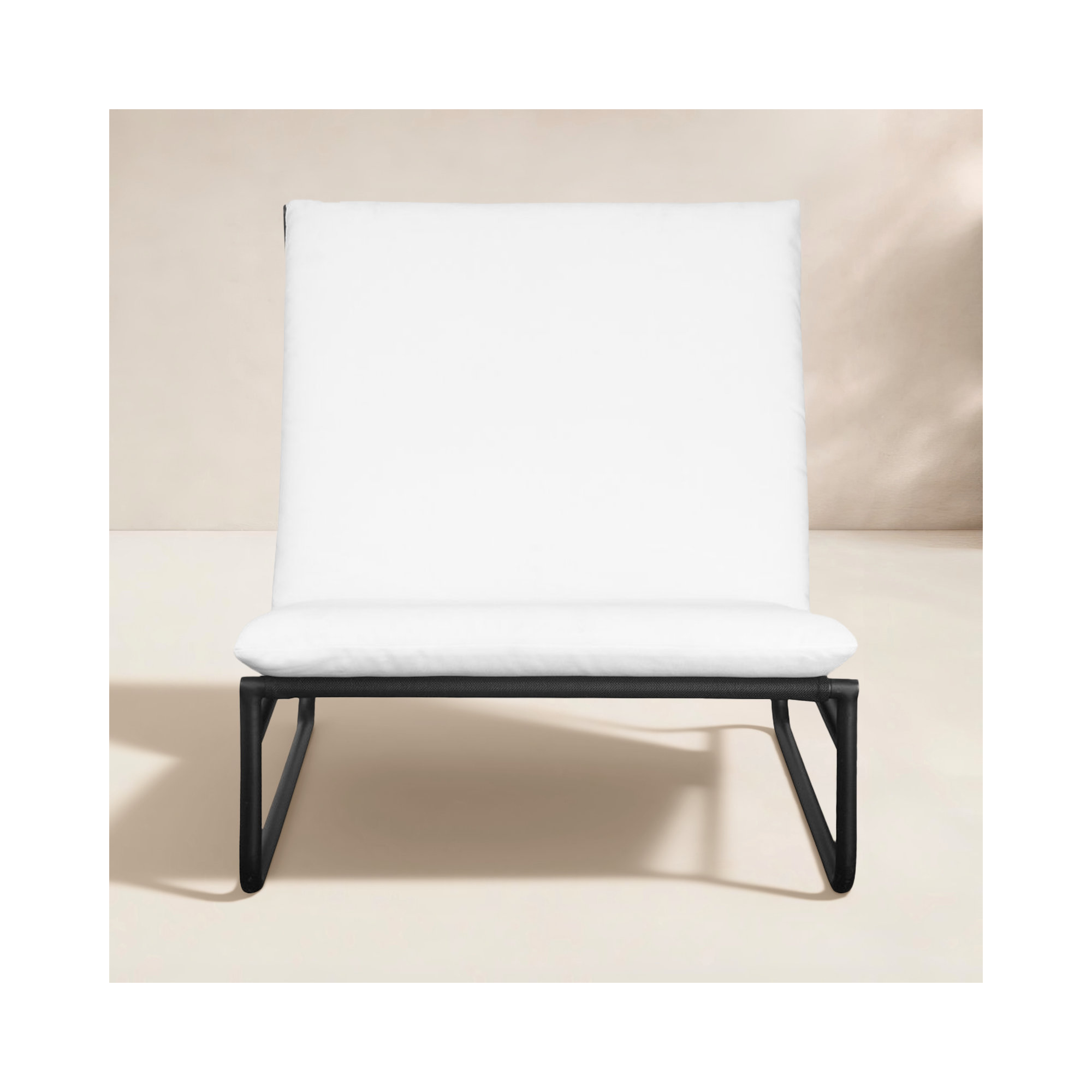 Sean Powder Coated Steel Outdoor Armless Lounge Chair, Black