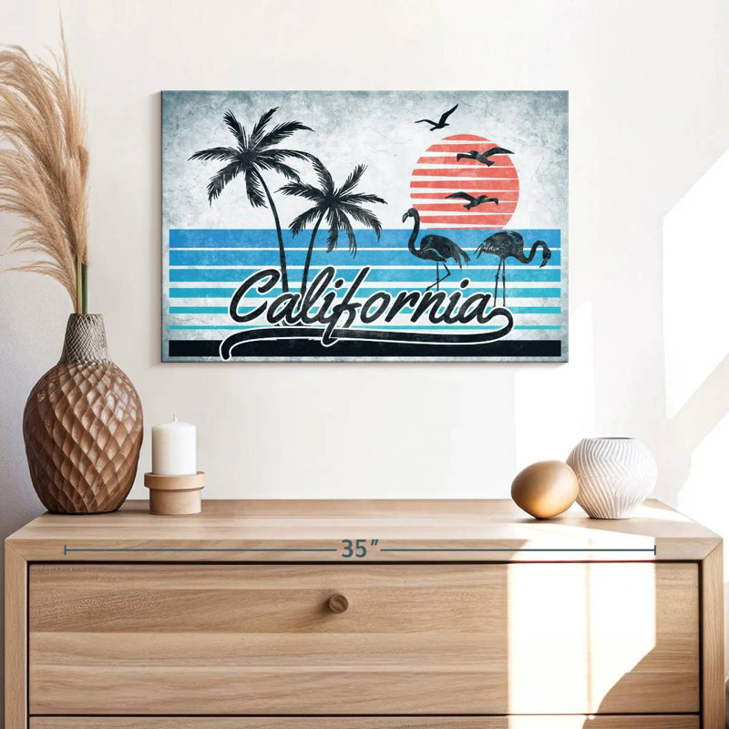 «Retro California Sign», reproduction sur toile, H 16 po x l 24 po x P 1,25 po