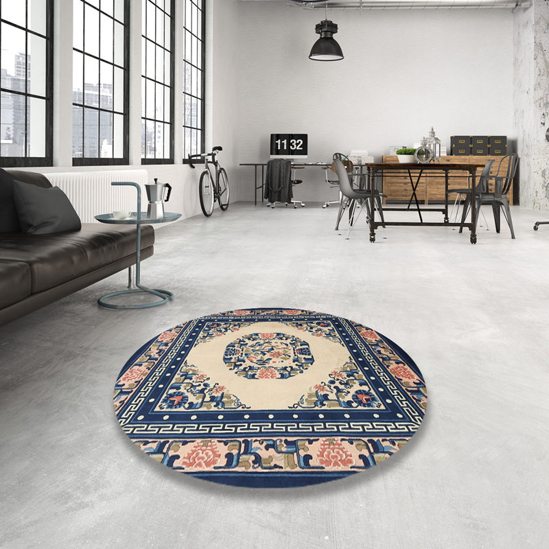 Tapis oriental bleu, Rond 3 pi