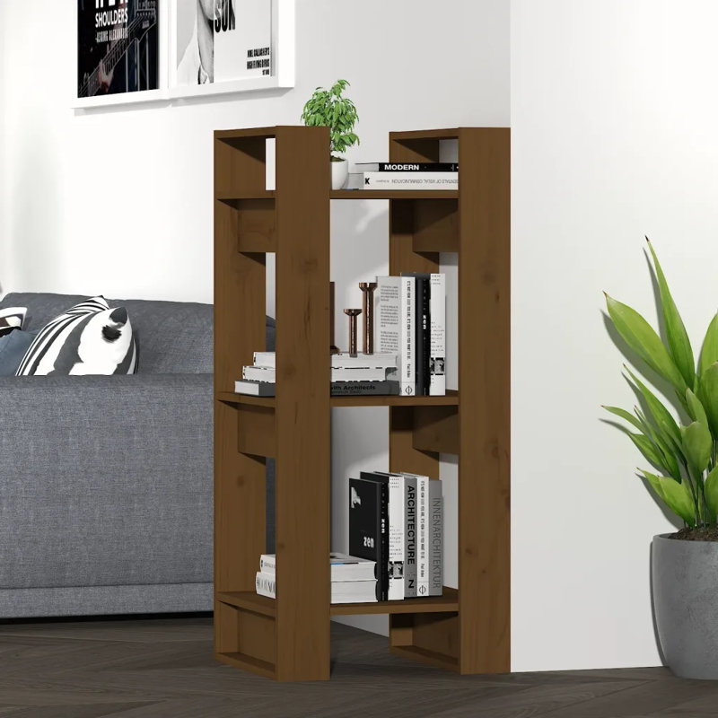 Jaiden-James 91cm H Solid Wood Etagere Bookcase, 91cm H x 41cm W x 35cm D, Brown