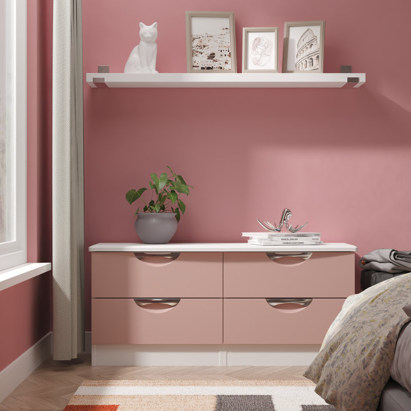 Bernab 112cm W 4 - Drawer Chest of Drawers, Pink