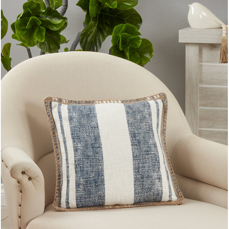 Aziza Collection Striped Cotton Throw Pillow, Gray, Polyester/Polyfill