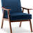 Solid Wood Mid-century Chair, Back Support, Blue Velvet Cover, For Bedroom, Living Room, Reading Area, Effortless Assembly Perspective Style Room Chair With And Curved Arms