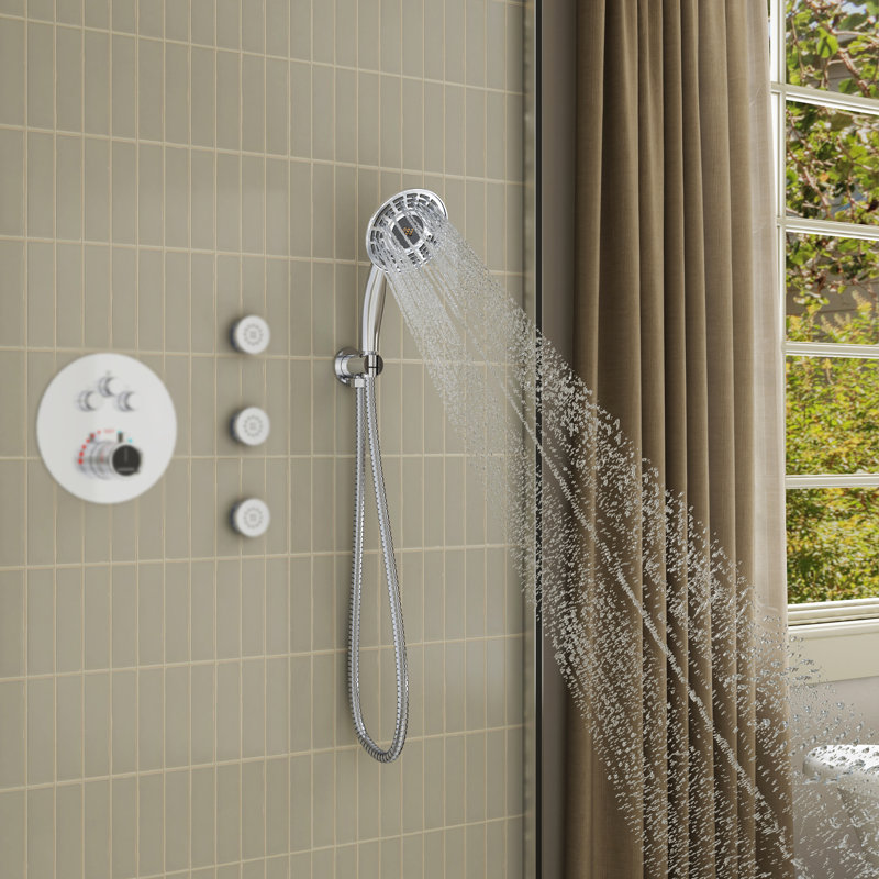 Digital Display Handheld Shower With Anti-Fingerprint Surface And Standard U.S. NPT 1/2 Thread, Chrome Plating