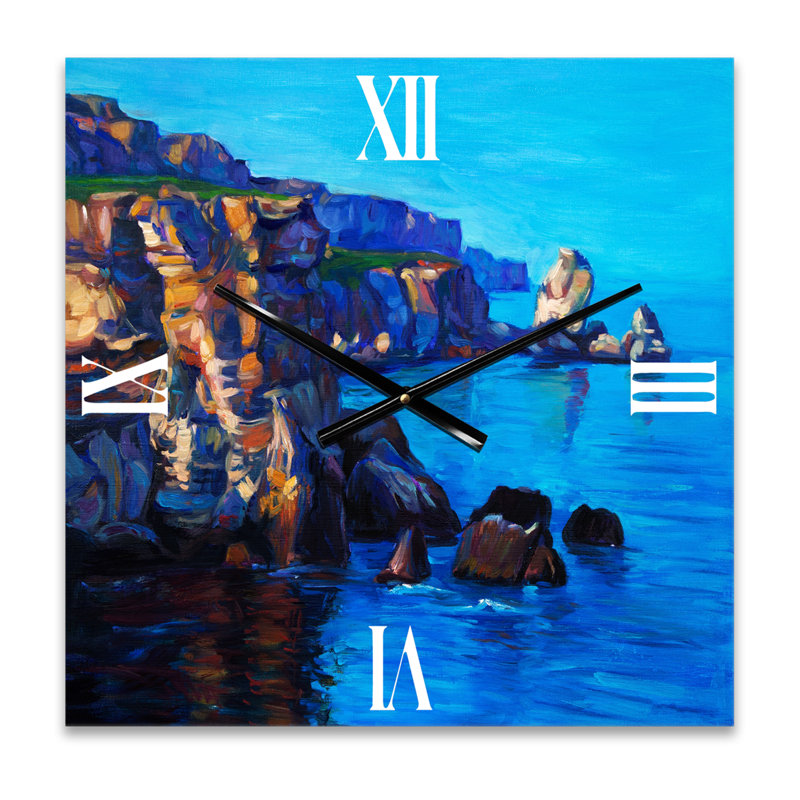 Horloge murale Cliff by the Ocean in the Evening Glow, Petit