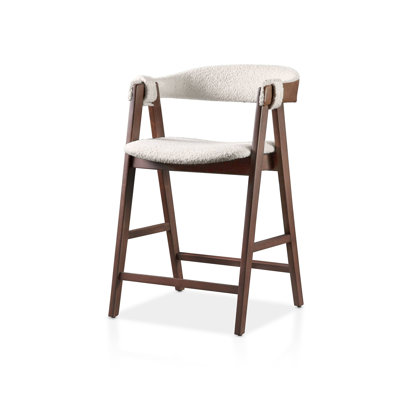 Tabouret de comptoir moderne l 23,2 po de style Mid-Century (2 / CTN), noyer / beige
