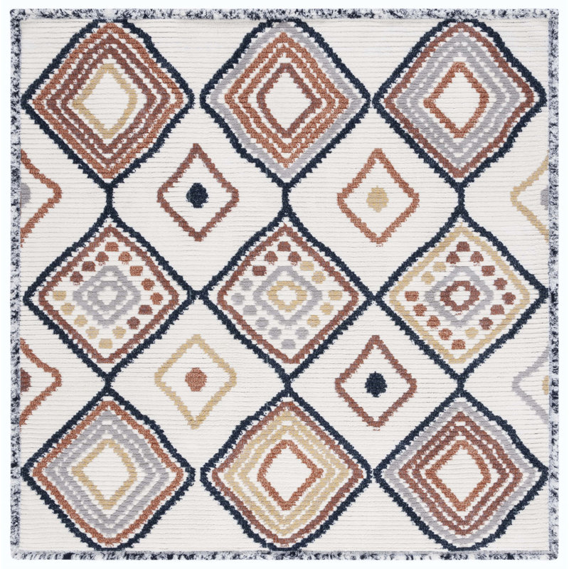 Alviery Performance Geometric Rug, Square 6'7"