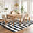 Black White Striped Rug 5' x 7' for Kitchen Patio