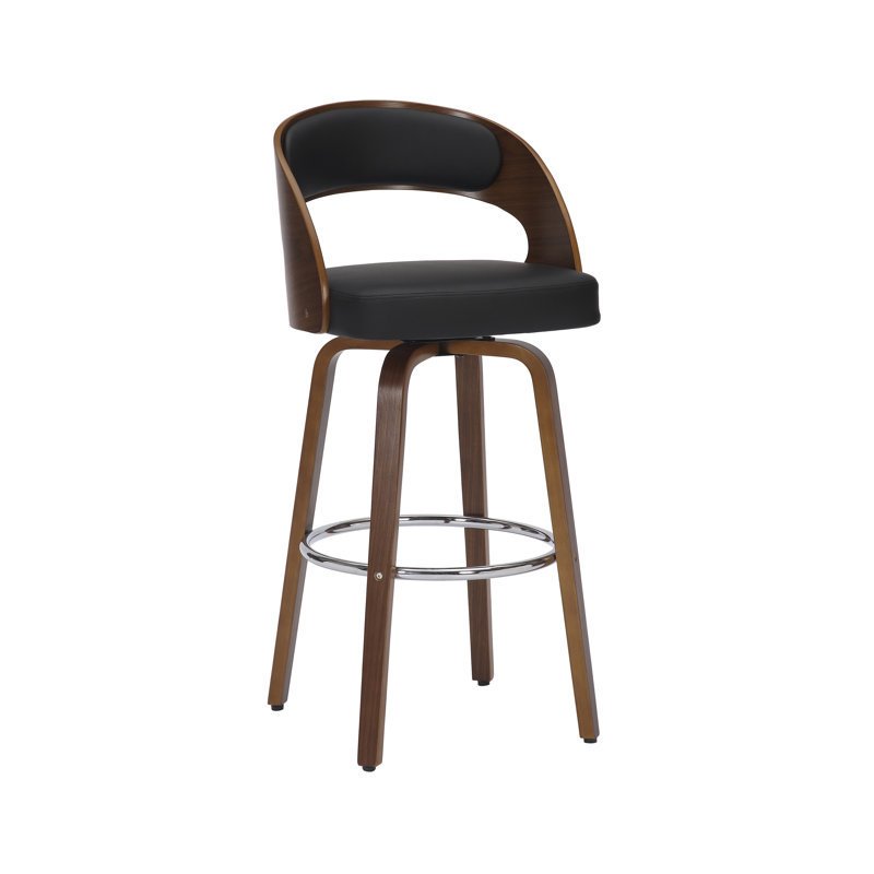 Tabouret pivotant Lombard, Noir, noir, noir, noir, Tabouret de bar (siège d'une hauteur de 28,35 po)