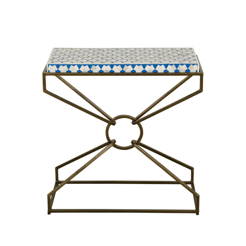 Frederickson 24" Side Table With Bone Inlay And Brass