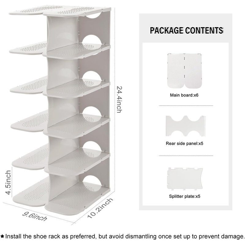 6-tier Adjustable Shoe Rack Space-saving Stand White