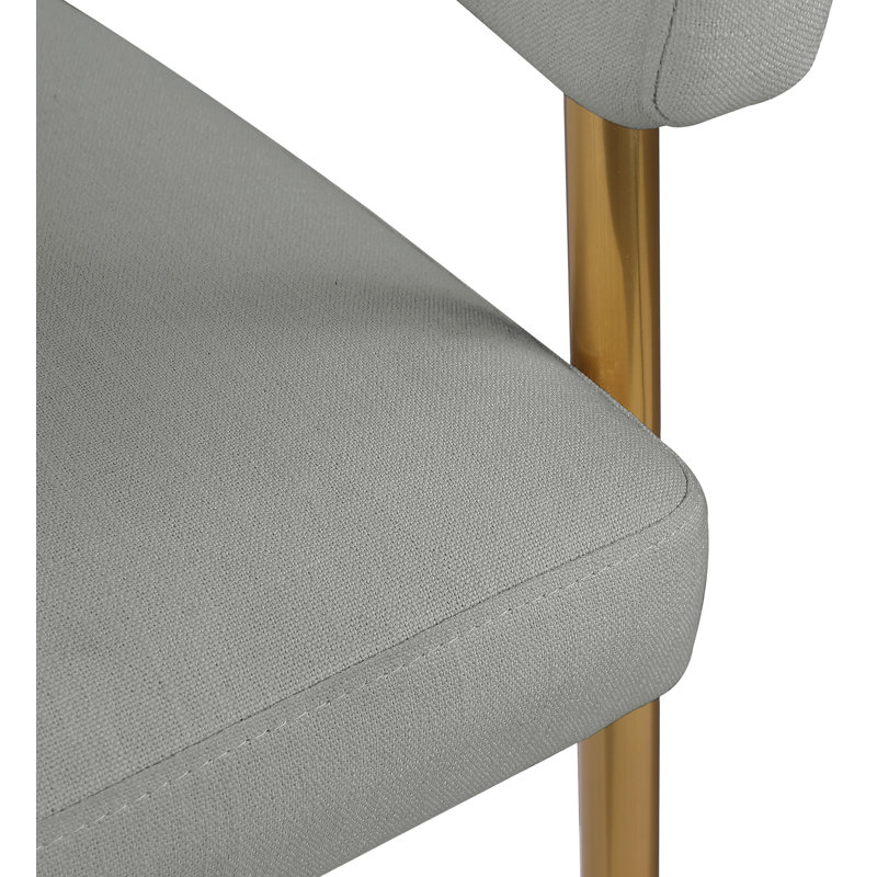 Kleanthi Linen Textured Fabric Dining Chair, Grey Linen Textured Fabric