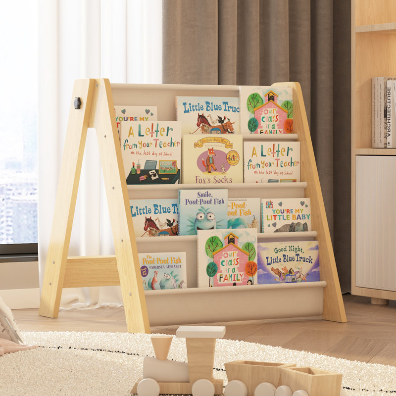 Pridgen 58.4cm H x 58.4cm W Standard Bookcase, (4 shelves) 58.4cm H x 58.4cm W x 53.3cm D, White/Natural