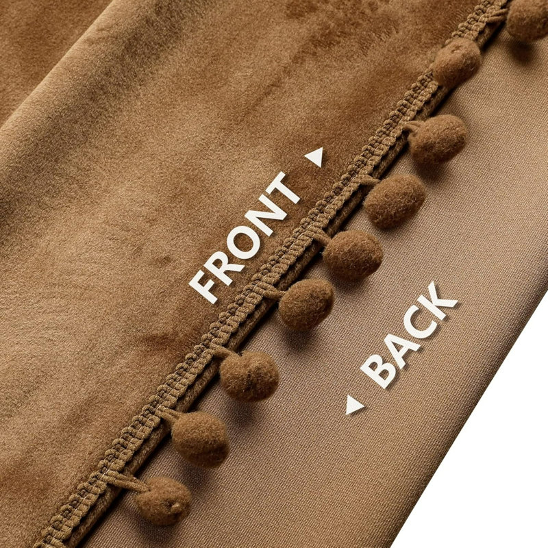 Camel Brown Velvet beauty soft Curtains with Pom-Pom Camel Brown Velvet beauty soft Curtains with Pom-Pom Trim,Thermal Insulated Noise Reducing,Rod Pocket Drapes Luxury curtains for Living Room Bedroom dining room(W40" L84",2panels)