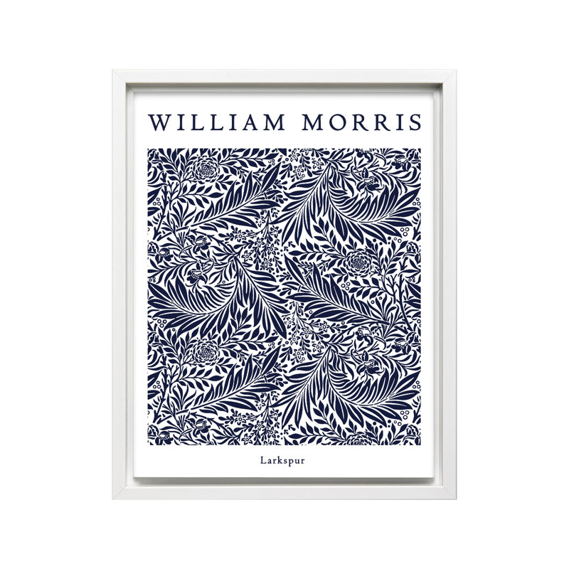 William Morris - Larkspur No1, Canvas, 12"H x 16"W, White Framed