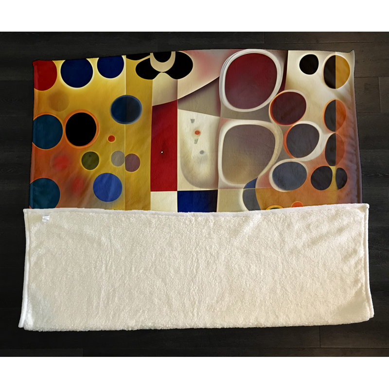 Throw Blanket, 51" W x 60" L, Orange/Red/Blue, Abstract/Polka Dot