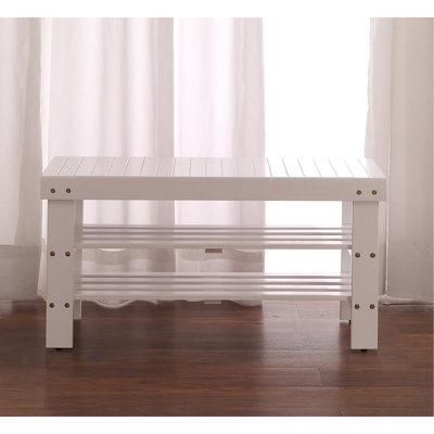 Banc à chaussures en bois massif de qualité, finition blanche