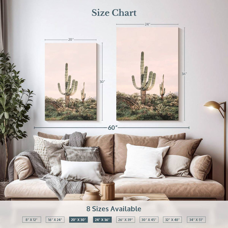 Harnek Blush Shy Cactus, 36" H x 24" W