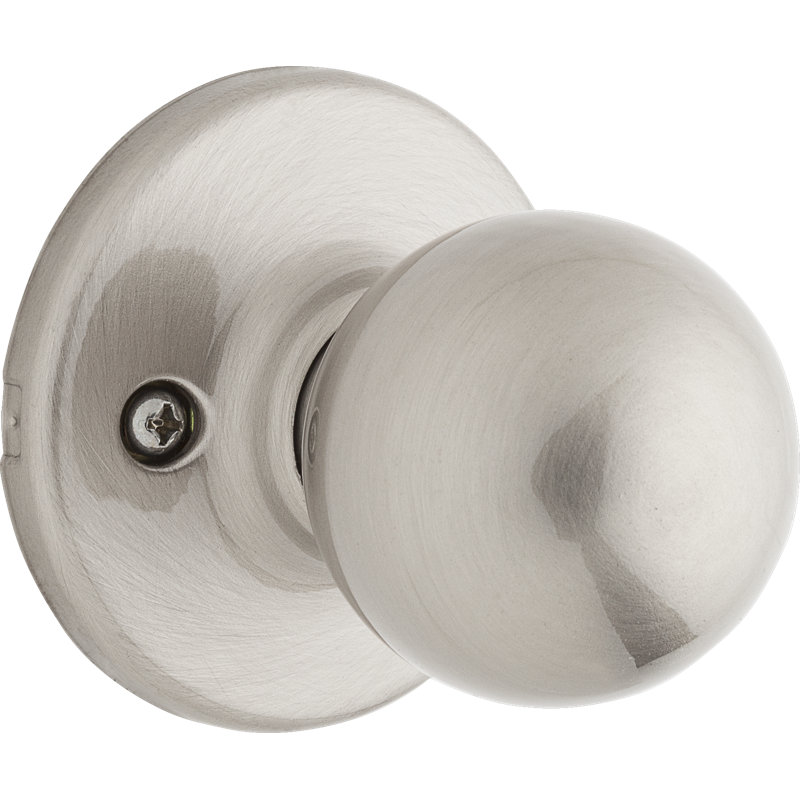 Poignée de porte factice simple avec rosette rond inactif Yukon, Nickel satiné