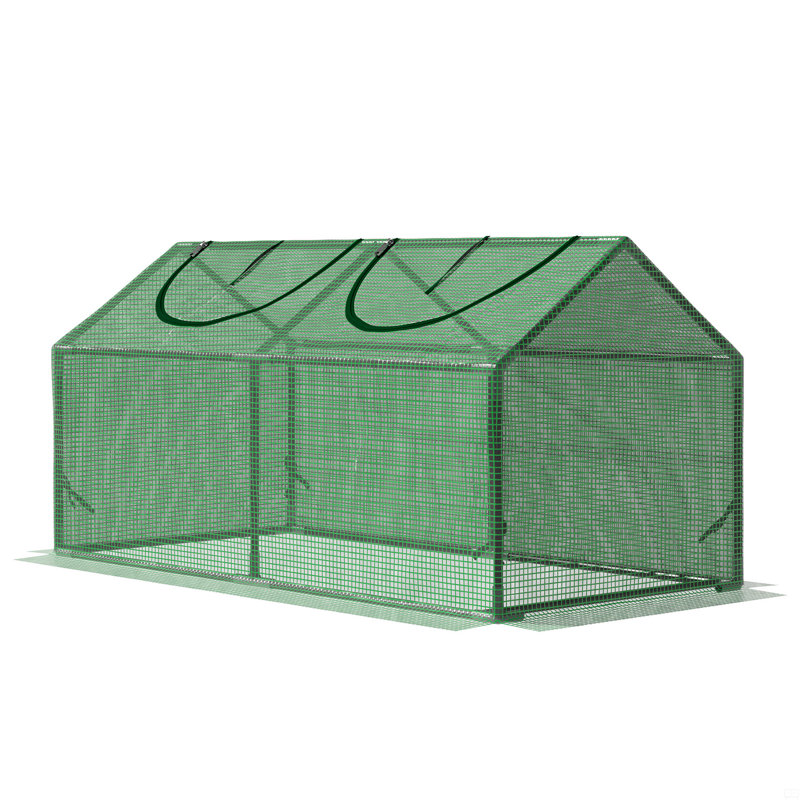 Portable Mini Greenhouse, Small Green House With PE Cover, Roll-Up Zippered Windows