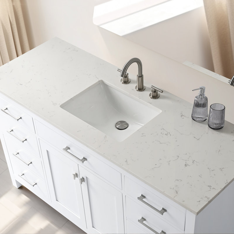 Trevor 60" W Single Vanity, White/Brushed Nickel