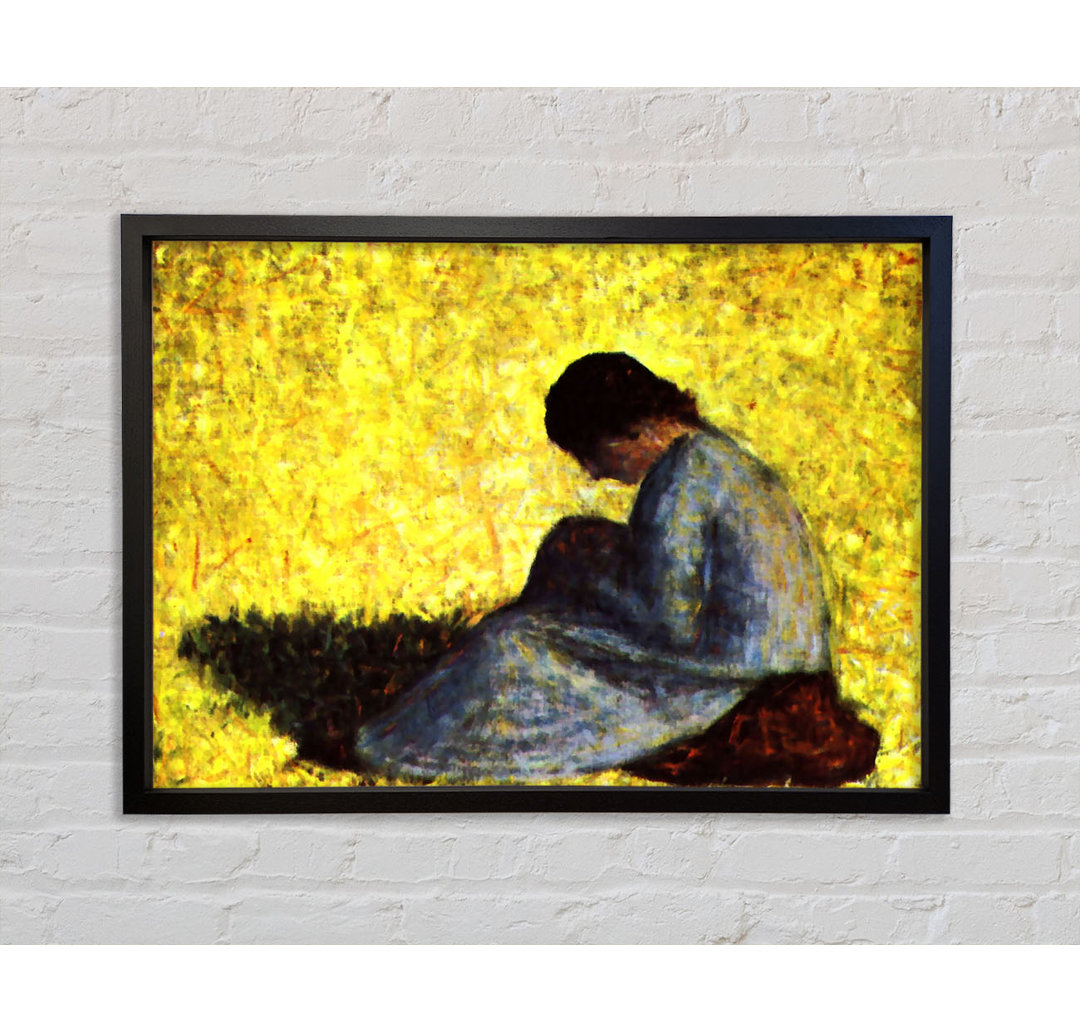 Girl Seated On The Lawn von Georges Seurat - Einzelbildrahmen Kunstdrucke auf Leinwand