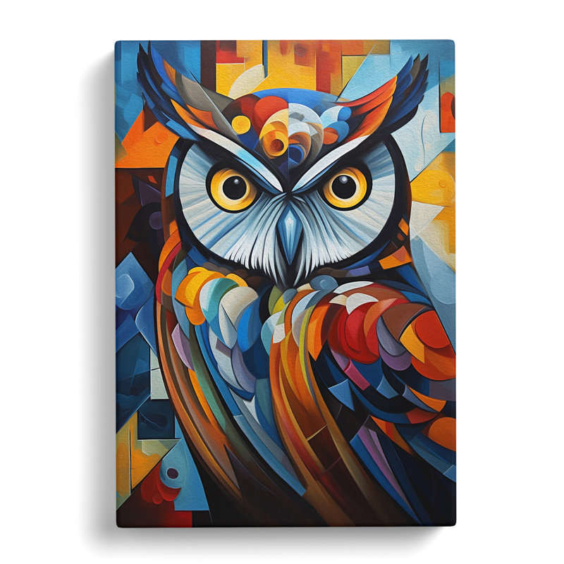 Owl Cubism - Wrapped Canvas, 50cm H x 35cm W x 3cm D