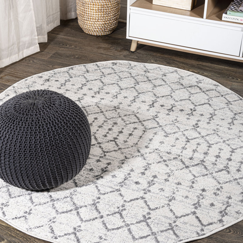 Tapis crème / gris Kateshia, Rond 7 pi