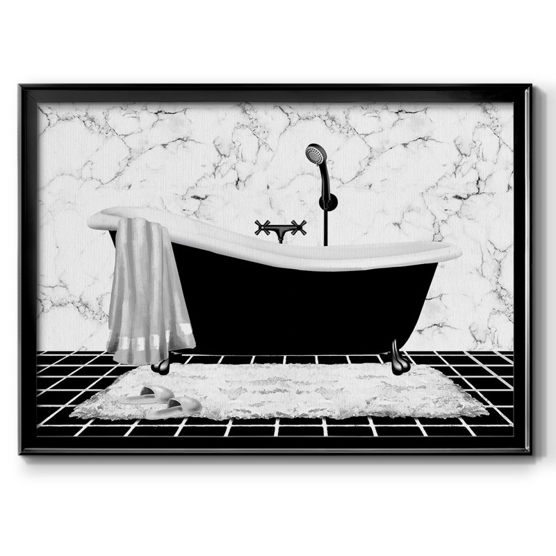 " Modern Bath I ", 14" H x 20" W x 1.5" D, Black