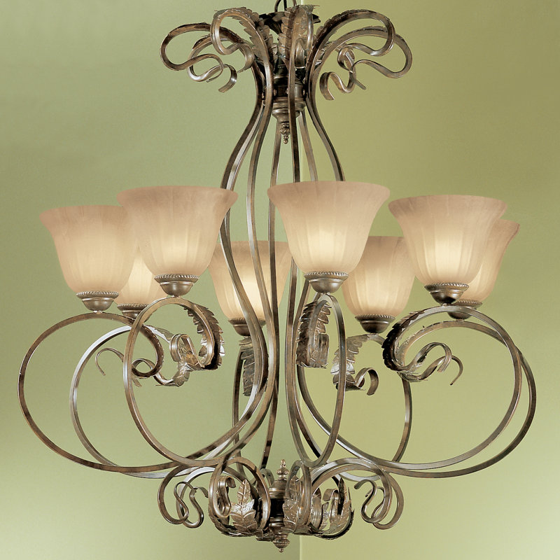 Lustre gris classique/traditionnel 8 lumières Manilla, Verre de grès