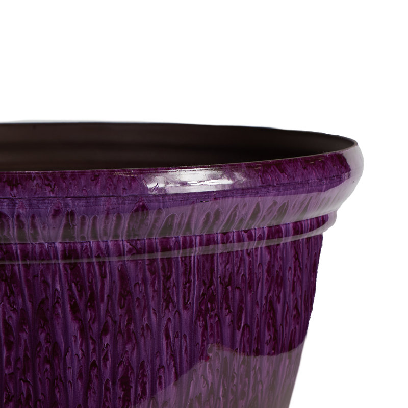 Pizzazz Decorative Round Planter - (2 Pack), 11.63" H x 15.75" W x 15.75" D, Purple