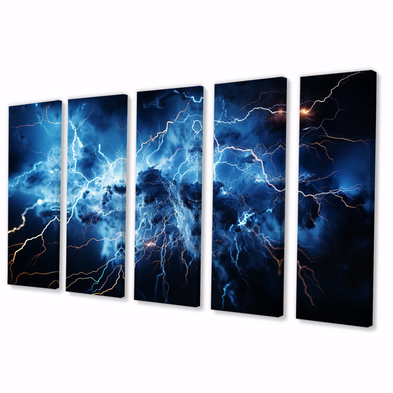 Lightning Electrifying Symphony - 5 Piece Wrapped Canvas Print