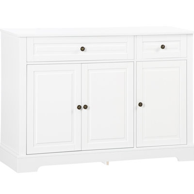 Armoire blanche avec 2 tiroirs et tablettes réglables, buffet pour armoire de rangement, tablettes pratiques