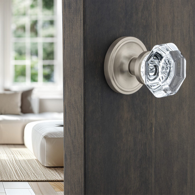 Classic Rosette with Waldorf Door Knob, Satin Nickel, 2.75"