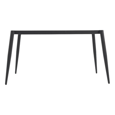 Modern Artificial Stone White Pandora Curved Edge Dark Leg Dining Table-Can Accommodate 6 People(Dining Table Only)