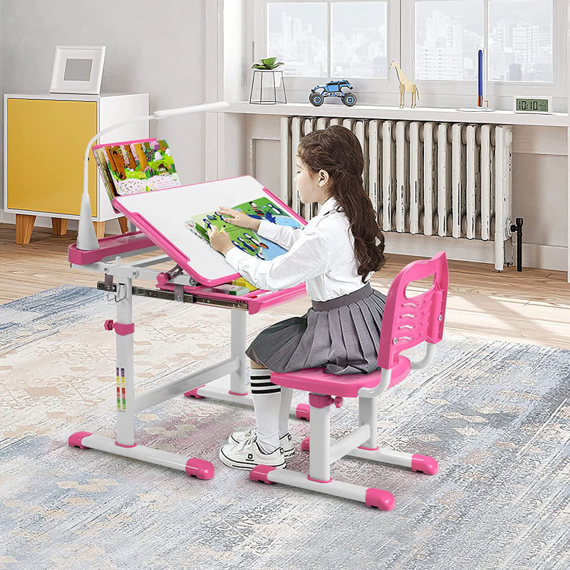 Helland Kids Rectangular Arts And Crafts Table and Chair Set, Pink