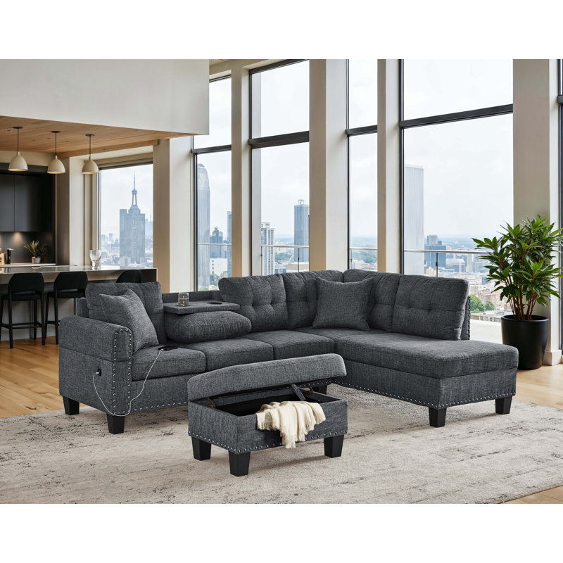 Sectional Sofa with Storage Ottoman