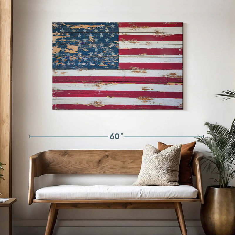 Borges Distressed American Flag, 30" H x 45" W