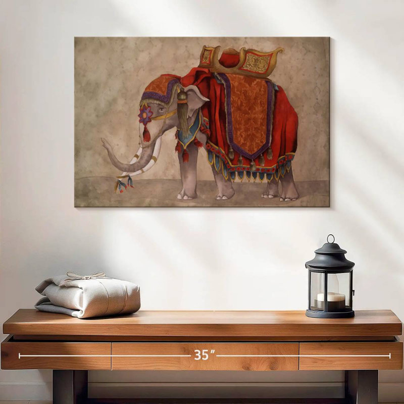 Éléphants de cérémonie I, H 16 po x l 24 po