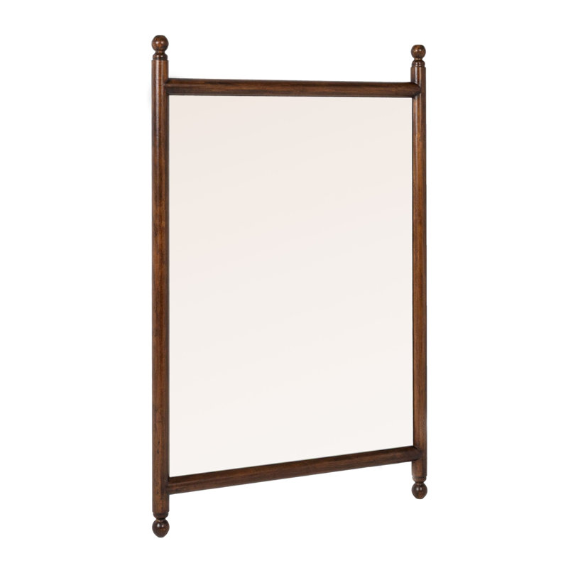 Miroir mural rectangulaire avec cadre en bois, 40 po x 25,5 po, Brun