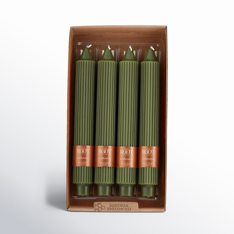 Bougie Grecian Collenette, Olive foncé, H 9 po x l 1,25 po x P 1,25 po
