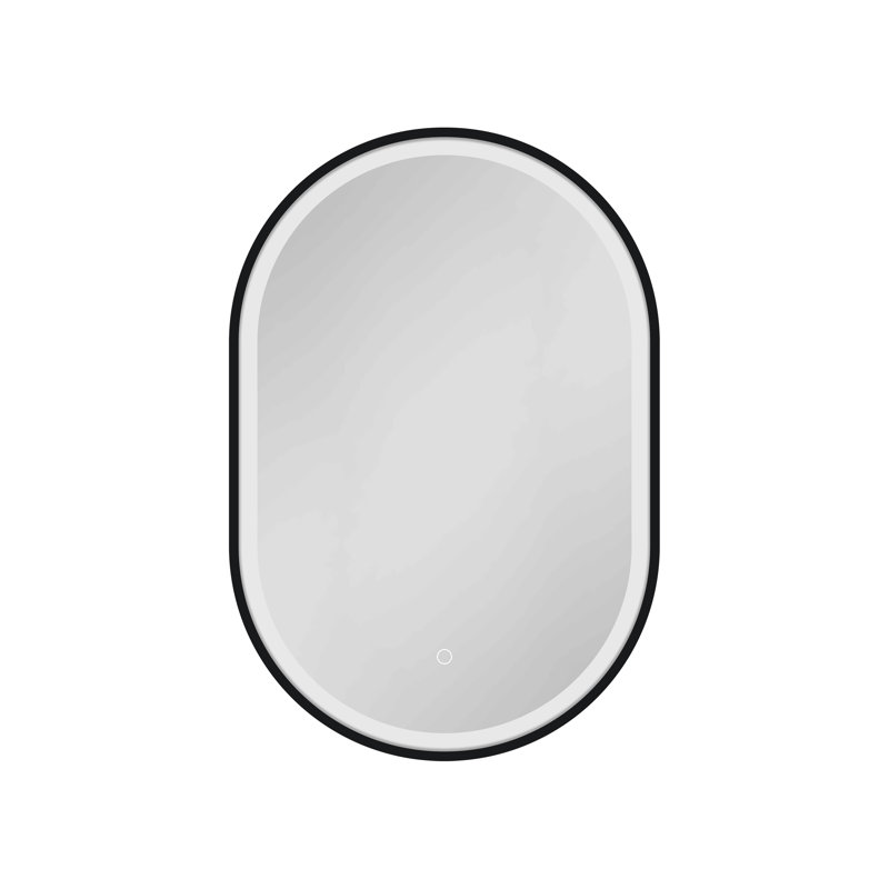 31X21 Inches LED Oval Black Metal Framed Wall Mount Bathroom Medicine Cabinet With Mirror