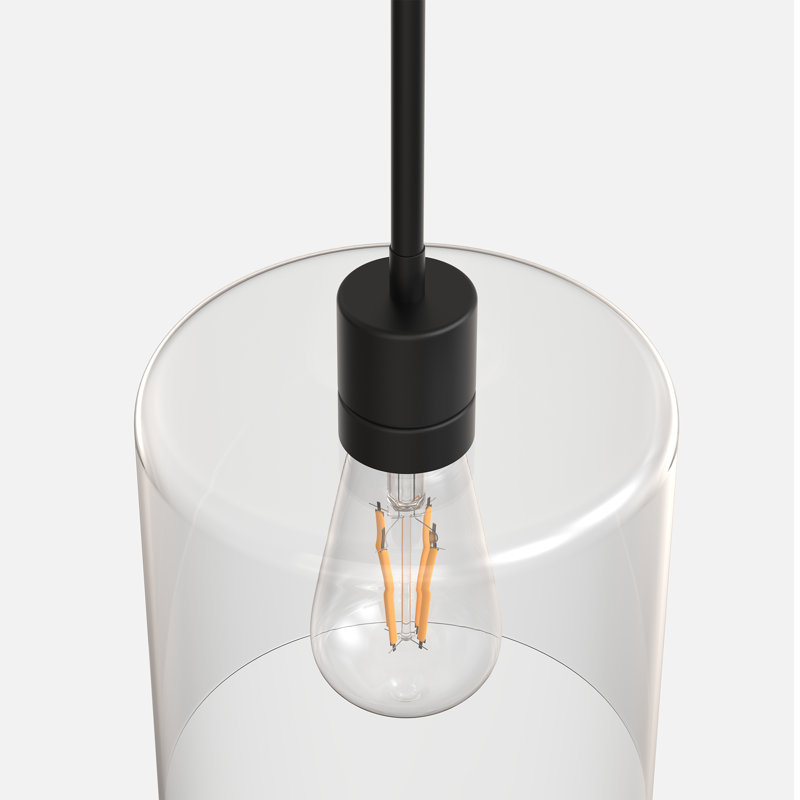Luminaire suspendu pour îlot de cuisine 7,9 po de large avec abat-jour en verre transparent, Verre transparent, Matte Black