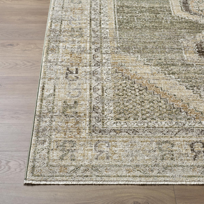 Moroccan Area Rug, Tan/Green/Brown/Ivory, Runner 2'6" x 7'3"