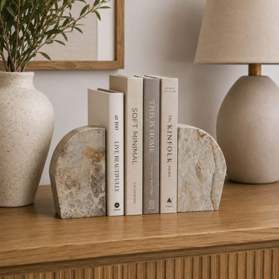 Apollo - Beige Marble Bookends for Shelves | Set of 2