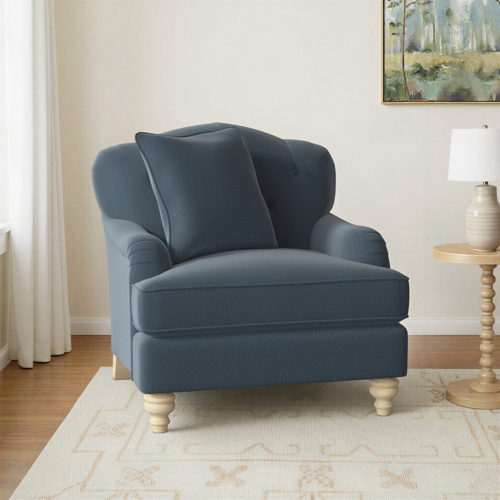 Sullivan Upholstered Down Filled Armchair, Index 42 Gray Performance Twill, Linen, No