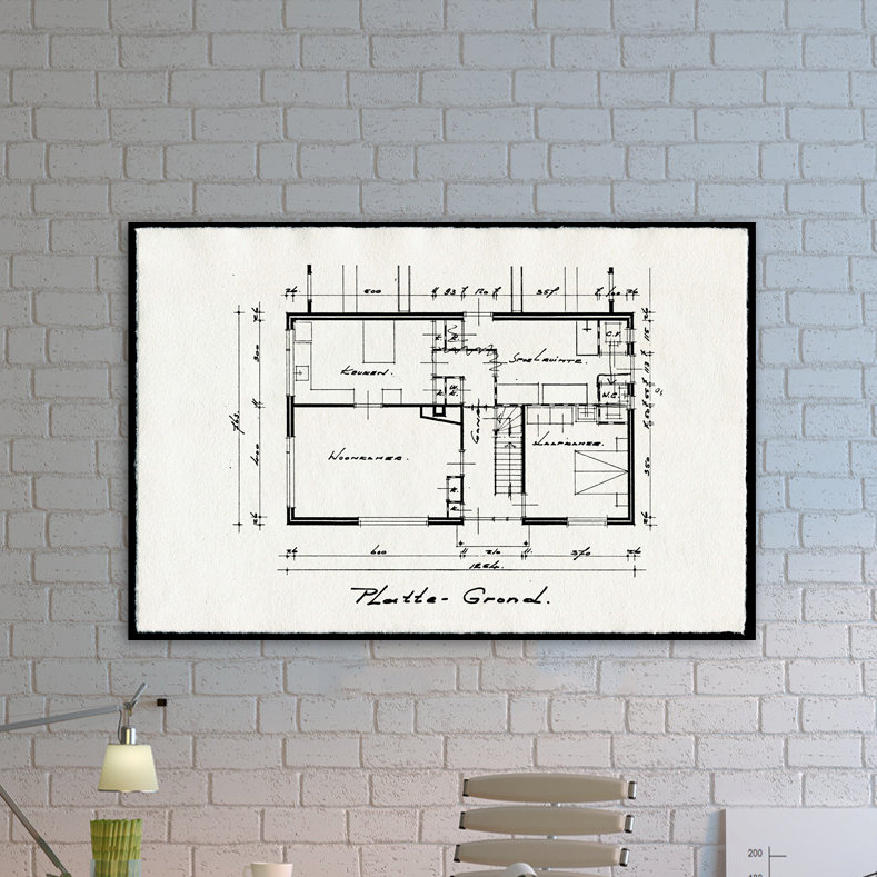 Dessins architecturaux ii-impression sur toile tendue, H 36 po x l 54 po