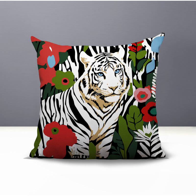 Oreiller carré réversible intérieur / extérieur Wilo Tiger, H 18 po x l 18 po, Red