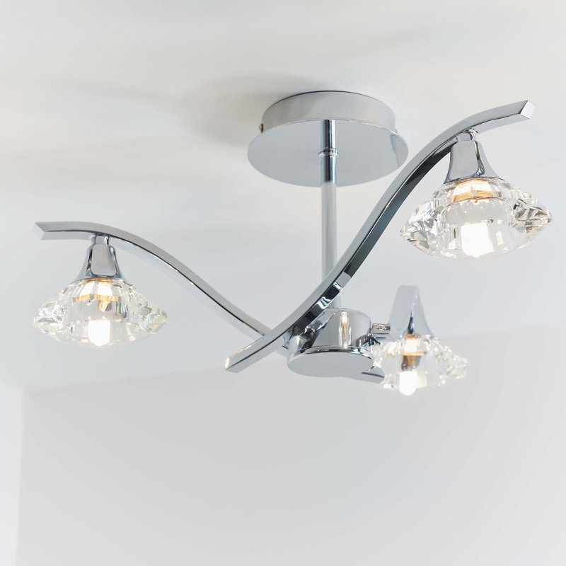 Danica Glass Semi Flush Mount, Chrome